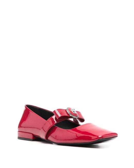 Versace Red Chic Ribbon Flat Shoes For