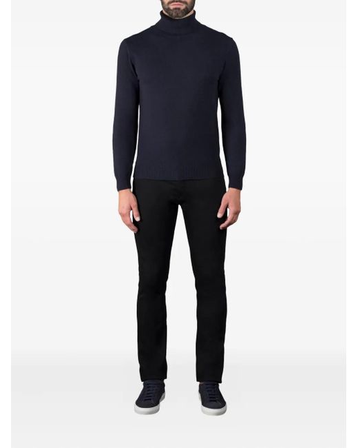 Moorer Blue Roll-Neck Sweater for men