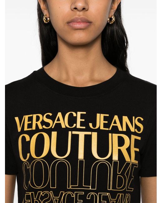 T-shirt con logo Upside Down di Versace in Black