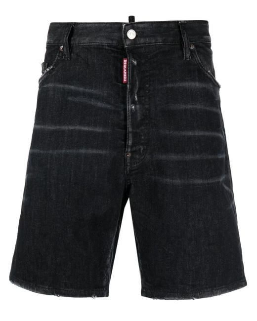 DSquared² Black Ciao Distressed Denim Shorts for men