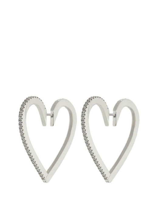 CADAR Metallic 18kt White Gold Heart Diamond Earrings