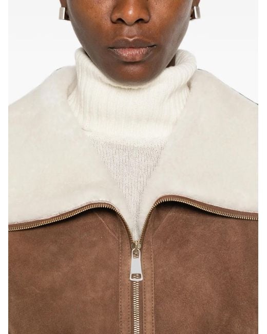 Manzoni 24 Brown Shearling-Collar Suede Jacket