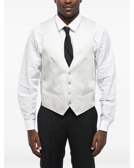 Corneliani White Cerimonia Academy Silk Waistcoat for men