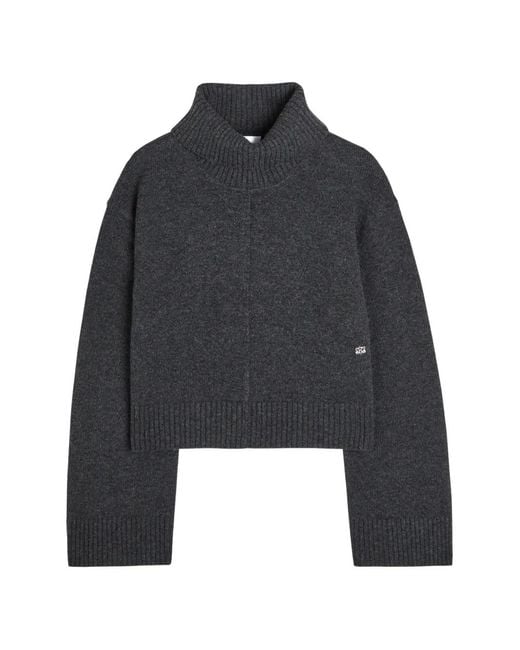 Ganni Blue Roll-Neck Wool Sweater