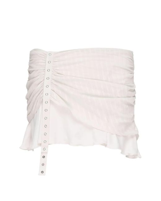 GLOWNY White Misty Ruffled Mini Skirt