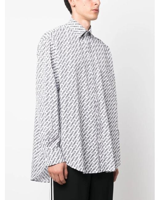 Vetements White Logo-Print Cotton Shirt for men