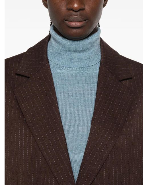 Sandro Brown Pinstripe-Pattern Blazer