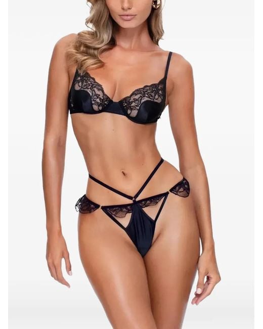 GOD SAVES QUEENS Black Lace-Panelled Underwired Bras