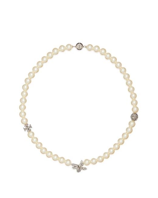 Tory Burch Moondance Pavé Halsketting Met Parel in het Metallic