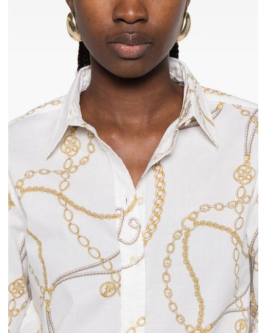 Gant White Chain-Print Long-Sleeve Shirt