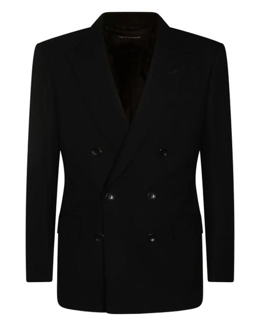Tom Ford Wool double-breasted coat in Black für Herren