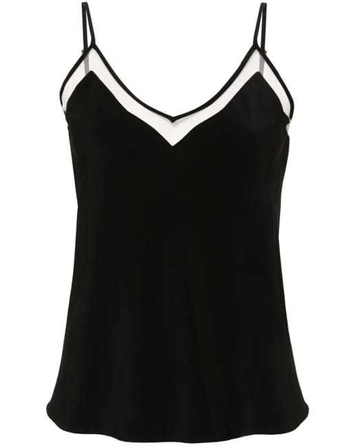 Nissa Black Mesh-Panel Tank Top