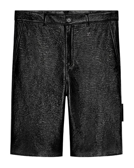 Courreges Black Pocket Button-Fastening Shorts for men