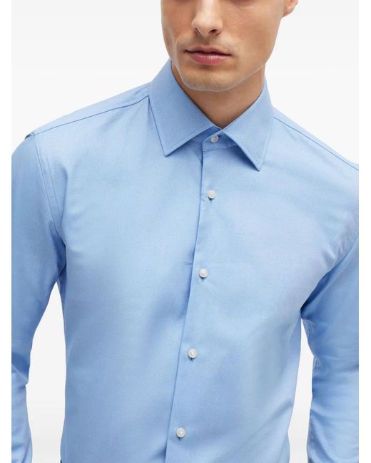Boss Blue Long-Sleeve Cotton Blend Shirt for men