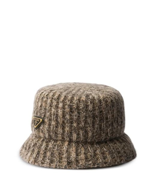 Cappello Bucket Mélange di Prada in Brown