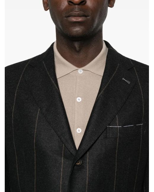 Eleventy Black Pinstripe Wool-blend Suit for men