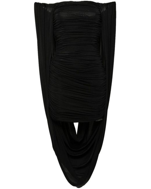 GIUSEPPE DI MORABITO Black Off-shoulder Draped Mini Dress