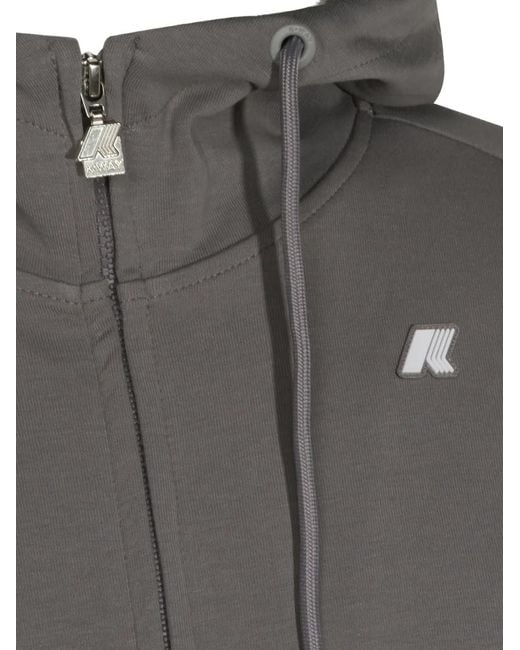 K-Way Gray Hoodie Zippé Anton À Patch Logo for men