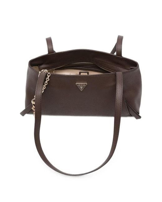 Guess White Logo-Plaque Pebbled Shoulder Bag