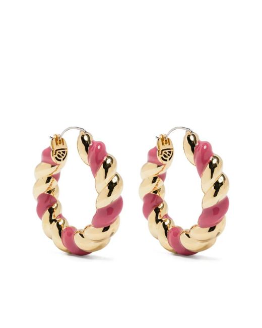 Eddie Borgo Pink Enamel Rope Hoops