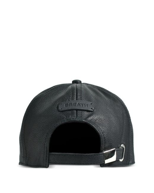 BREATH Black Logo-Embossed Leather Baseball Cap