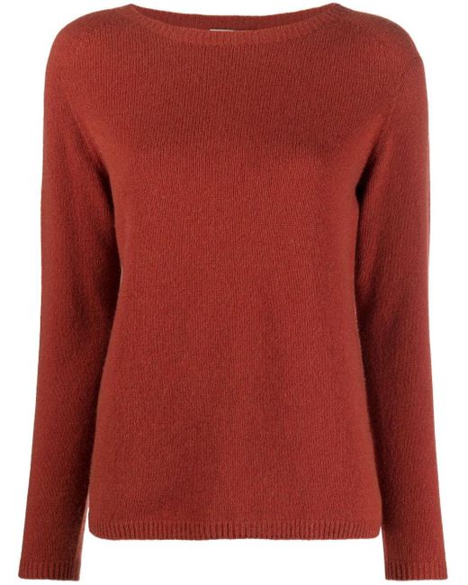 Max Mara Red Cashmere Crewneck Sweater