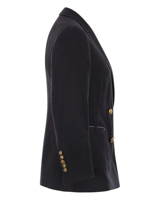 SAULINA Black Assunta Double-Breasted Button Jacket
