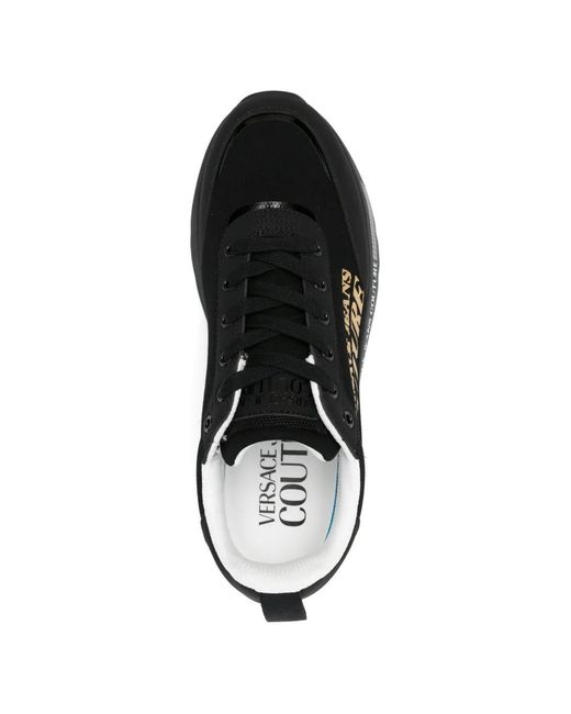 Versace Jeans Couture Black Logo-Detail Lace-Up Sneakers for men