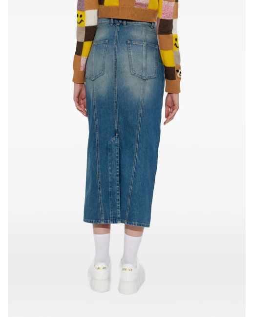 Moschino Blue Logo-Label Midi Skirt