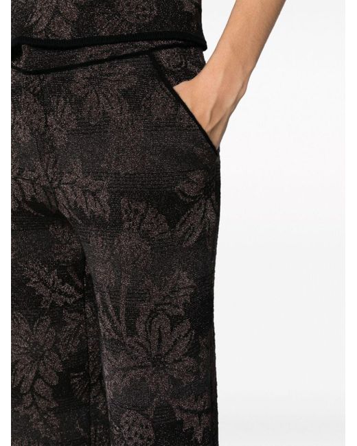 Barrie Black Floral-jacquard Straight-leg Lurex Trousers
