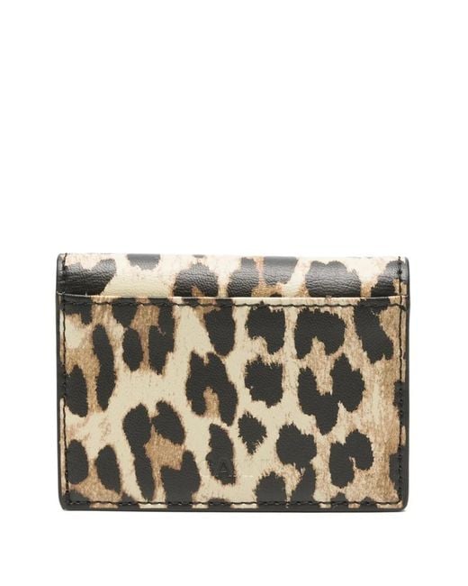 Ganni Natural Mini Closure Wallet With Metal Logo