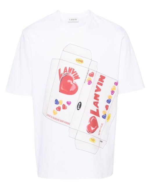 Lanvin White Candy-print Cotton T-shirt for men