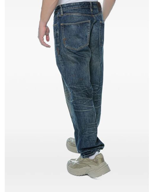 Emporio Armani Blue J22 Whiskered Faded Jeans for men