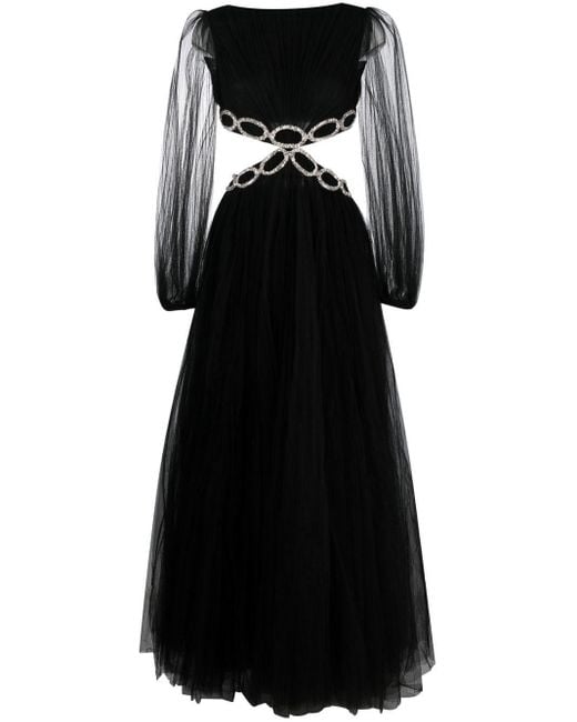 Valentino Garavani Black Cut-out Crystal-embellished Gown