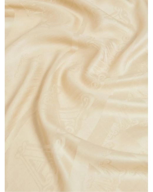 Max Mara Natural Logo-Detail Patterned Scarf
