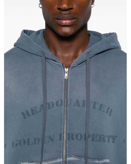 Golden Goose Deluxe Brand Blue Distressed French Terry Hoodie