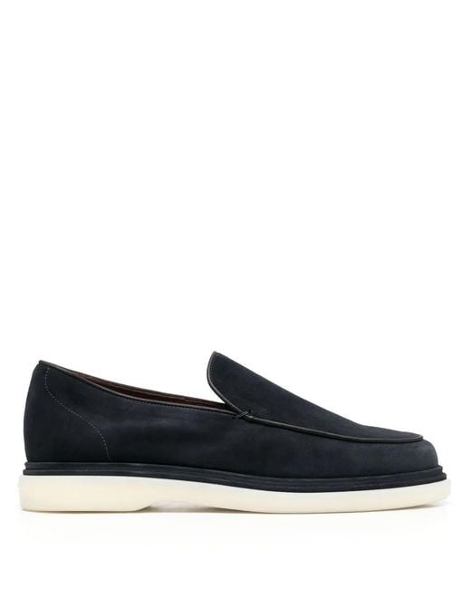 Fratelli Rossetti Blue Calf-Suede Slip-On Loafers for men