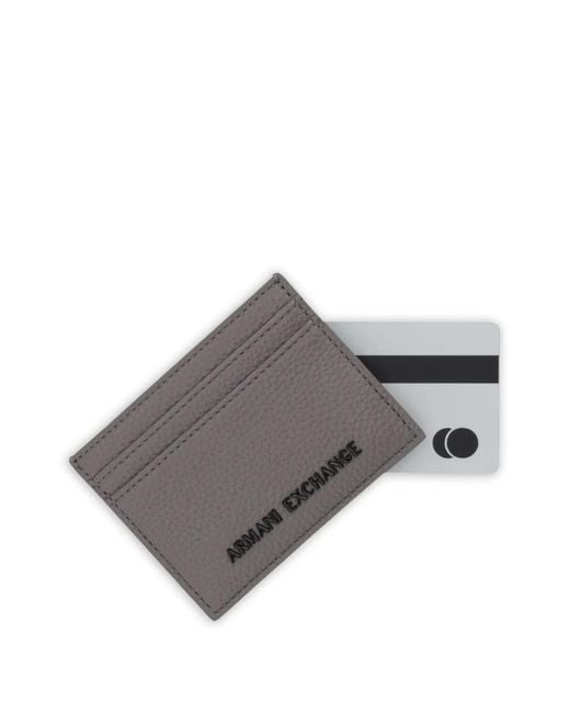 ARMANI EXCHANGE Gray Logo-Plaque Cardholder for men