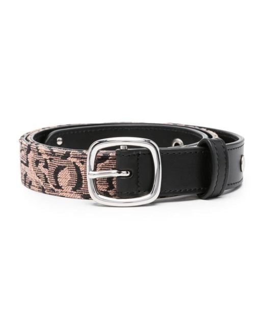 Acne Black Monogram-jacquard Leather Belt