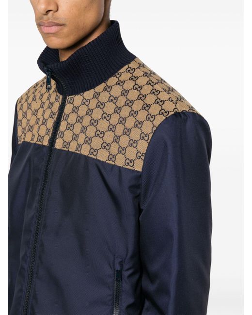Veste zippée en toile GG Gucci pour homme en coloris Blue