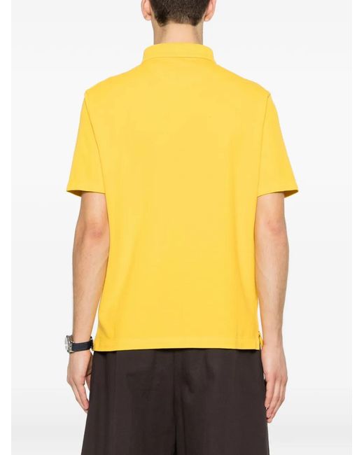 Isaia Yellow Polo À Détails Brodés for men