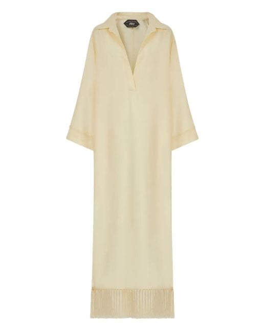 Taller Marmo White Bordighera Fringe-Trimmed Maxi Dress