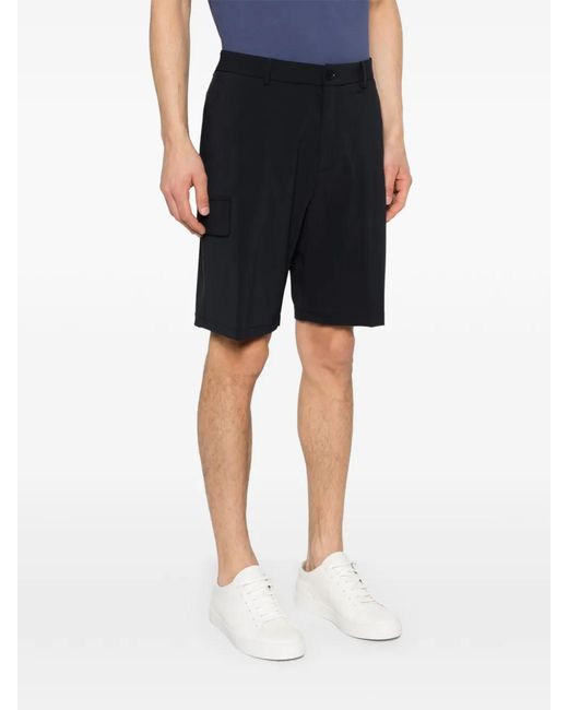 Manuel Ritz Black Logo-Patch Belt-Loop Shorts for men