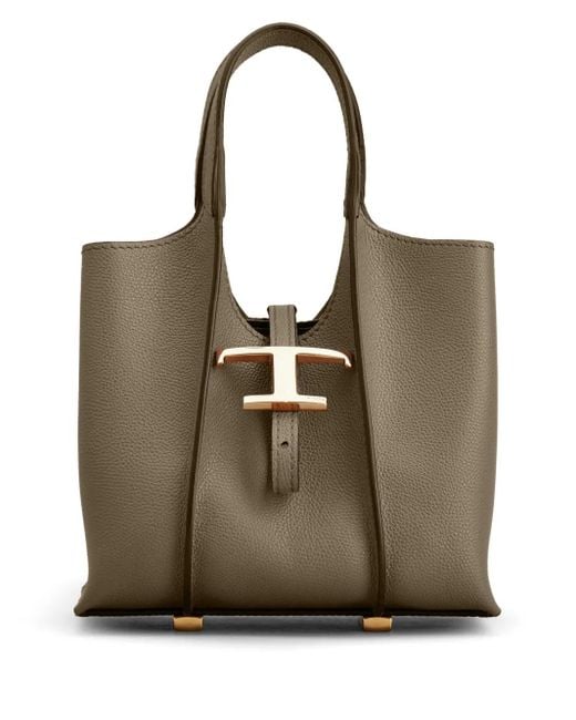 Womens Brown T Timeless Leather Tote Bag
