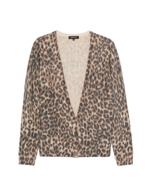 Barbara Bui Brown Leopard-Print Cardigan