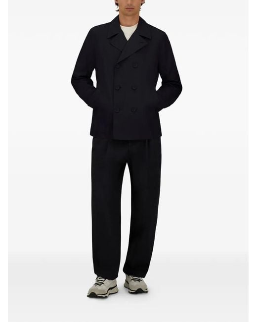 Herno Blue Double-Breasted Peacoat for men