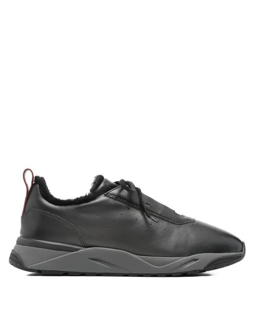 Santoni Black Leather Sneakers for men