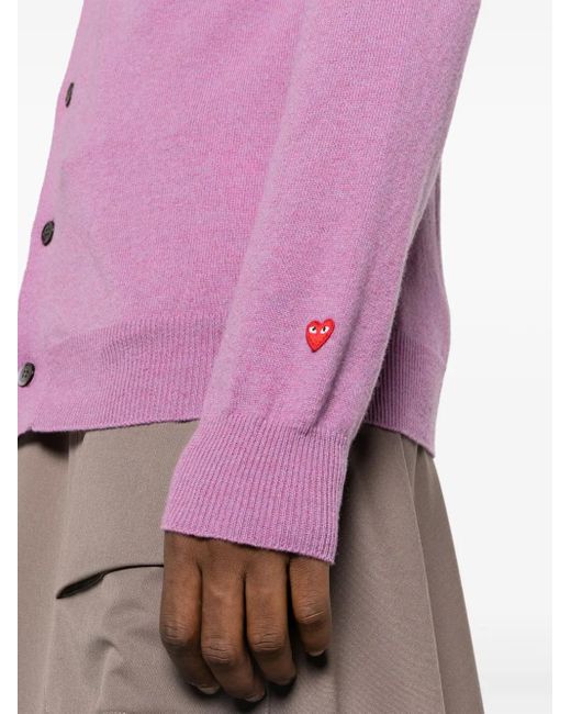 COMME DES GARÇONS PLAY Pink Heart-Patch Wool Cardigan for men
