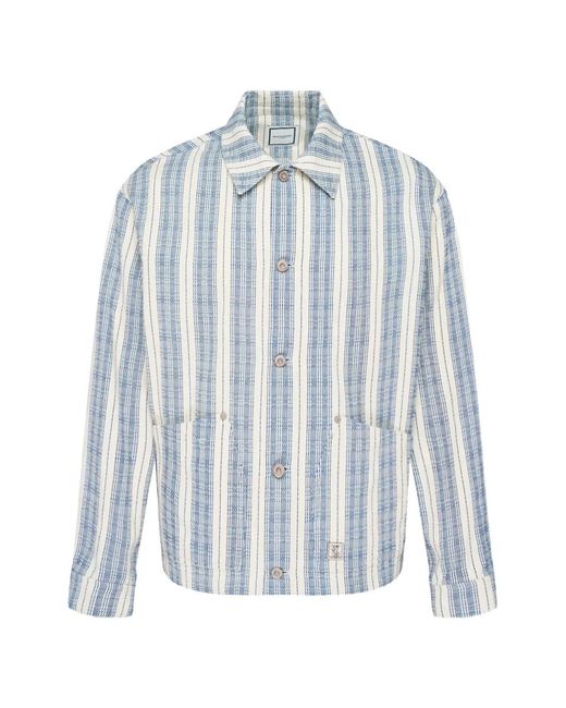 Wooyoungmi Blue Stripe-Pattern Textured Jacket for men