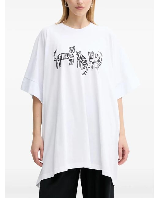 MMC Studio White Tiger-Print T-Shirt